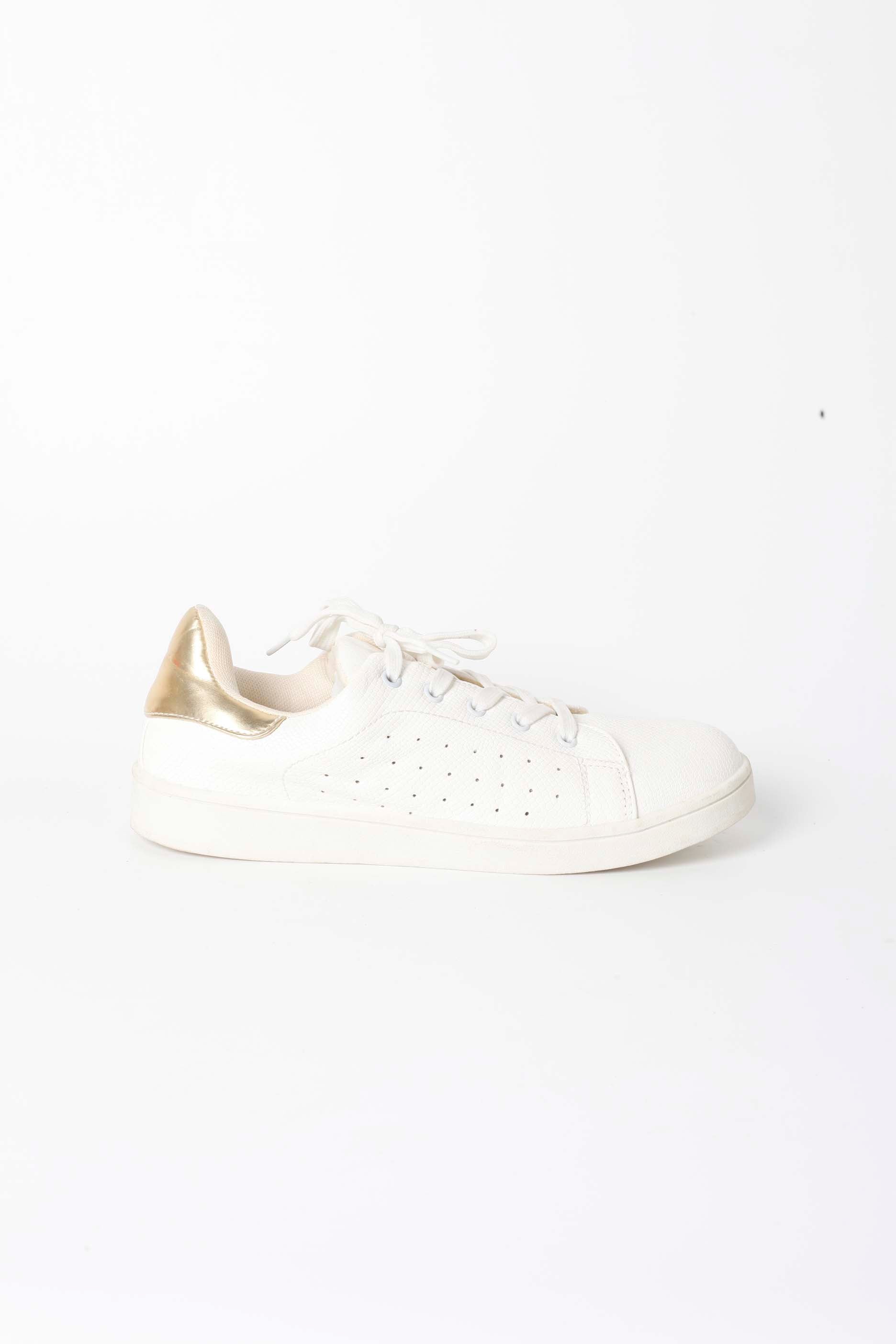 White Sneakers with Gold