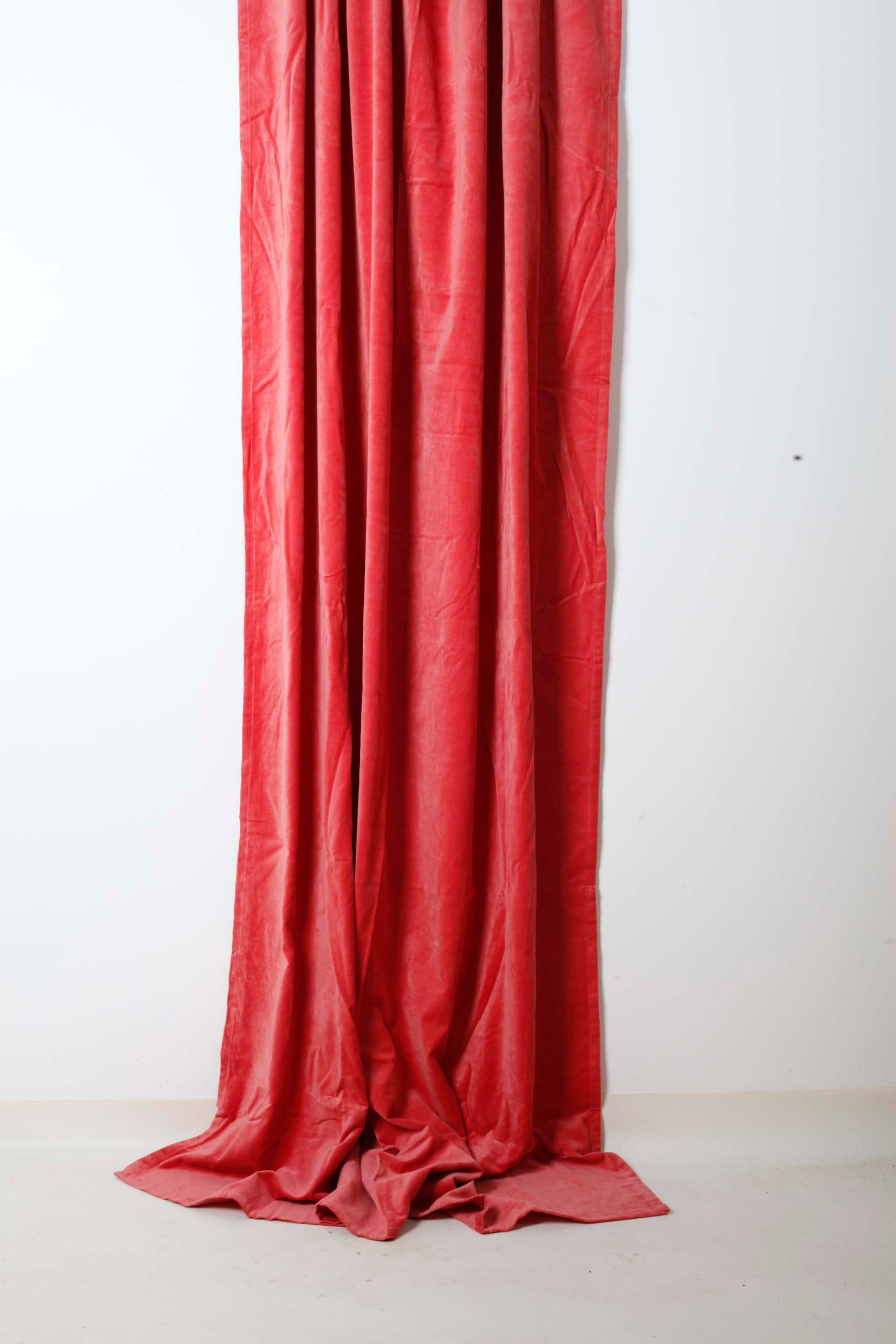 Coral Pink Velvet Curtains 1 Pair – ProppedUpRentals