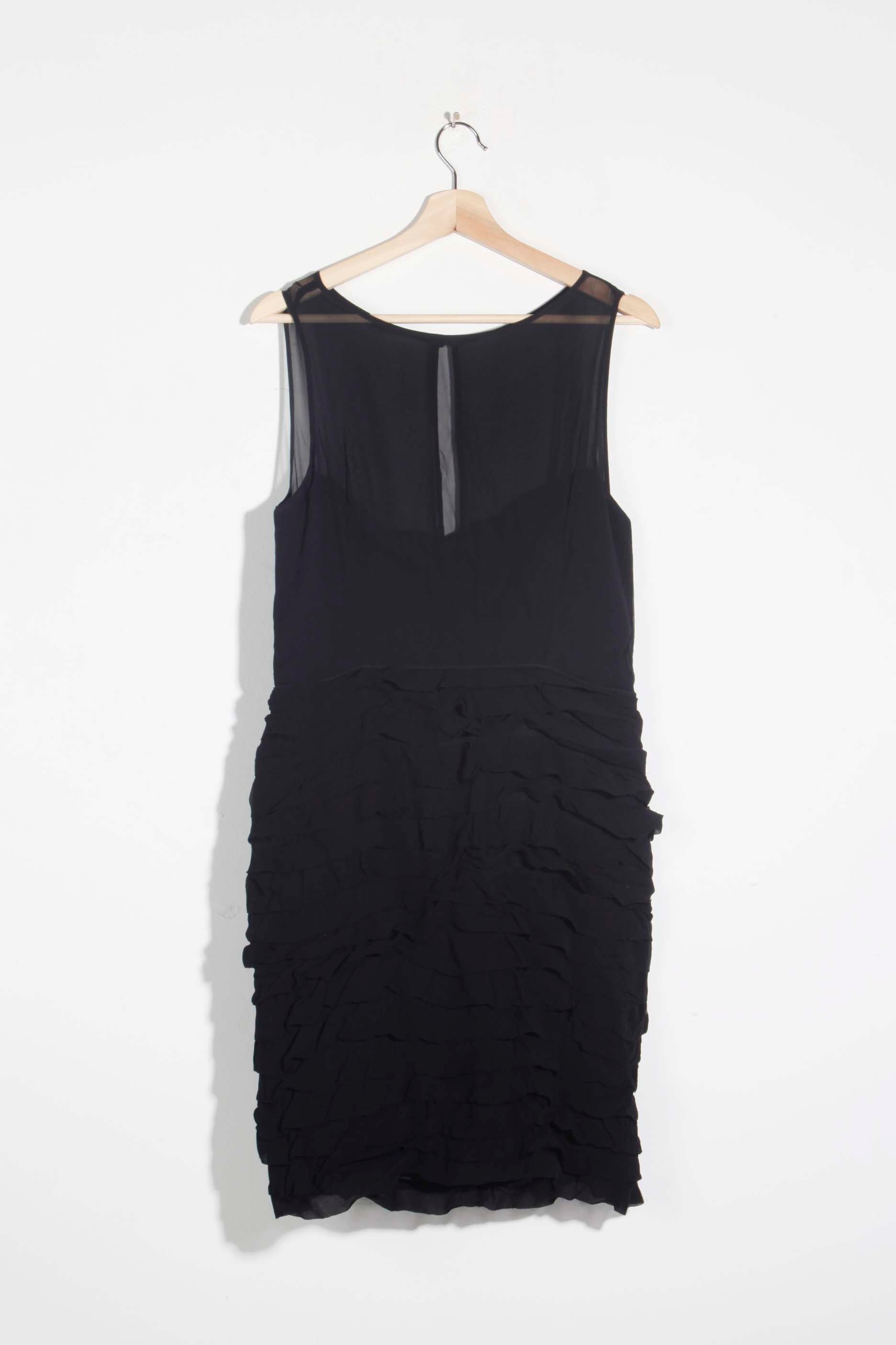 Sheer Black Shift Dress with Ruffle Skirt (EU38)