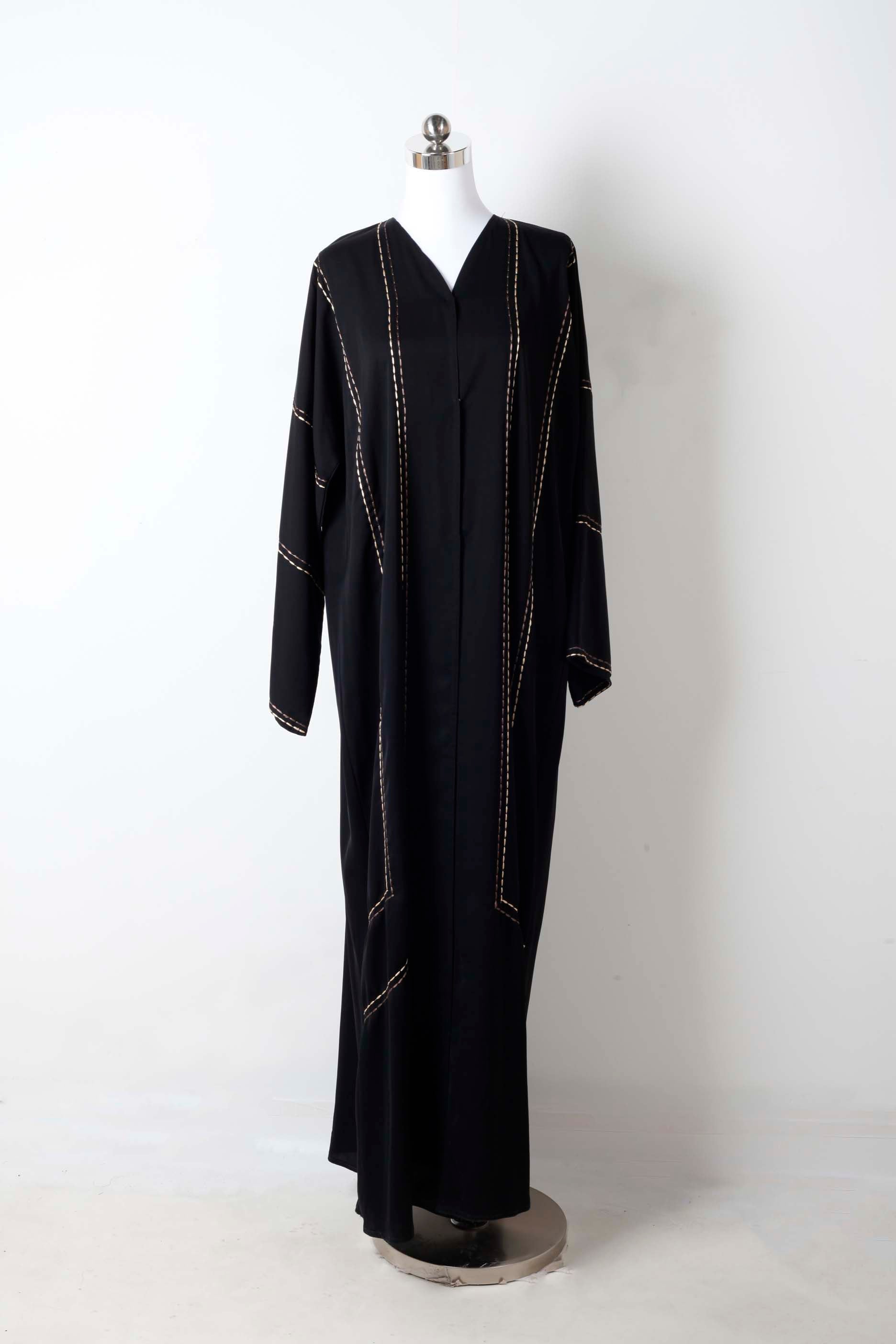 Black Abaya with Stitching Detail