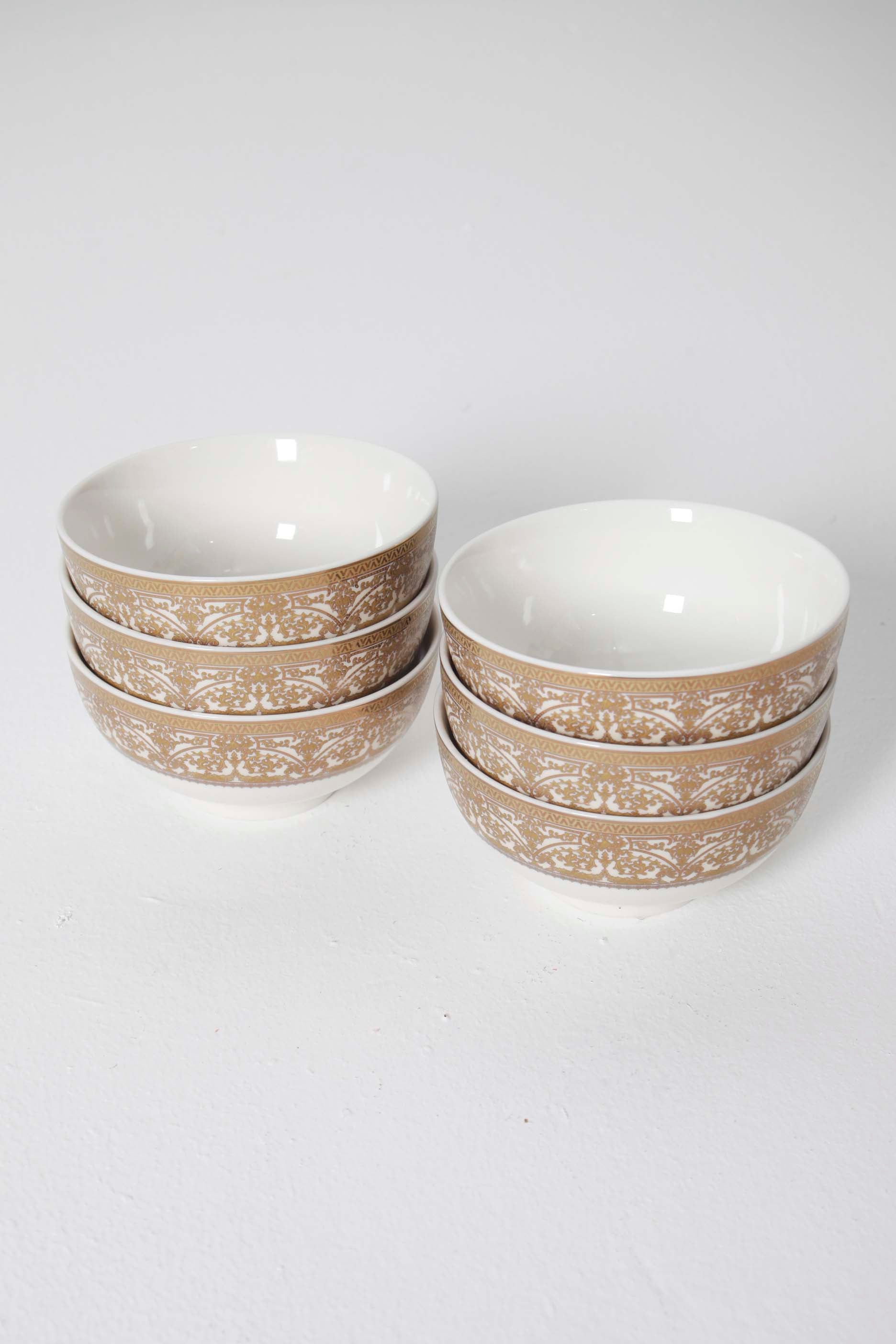 Gold and white china bowls (set of 6)