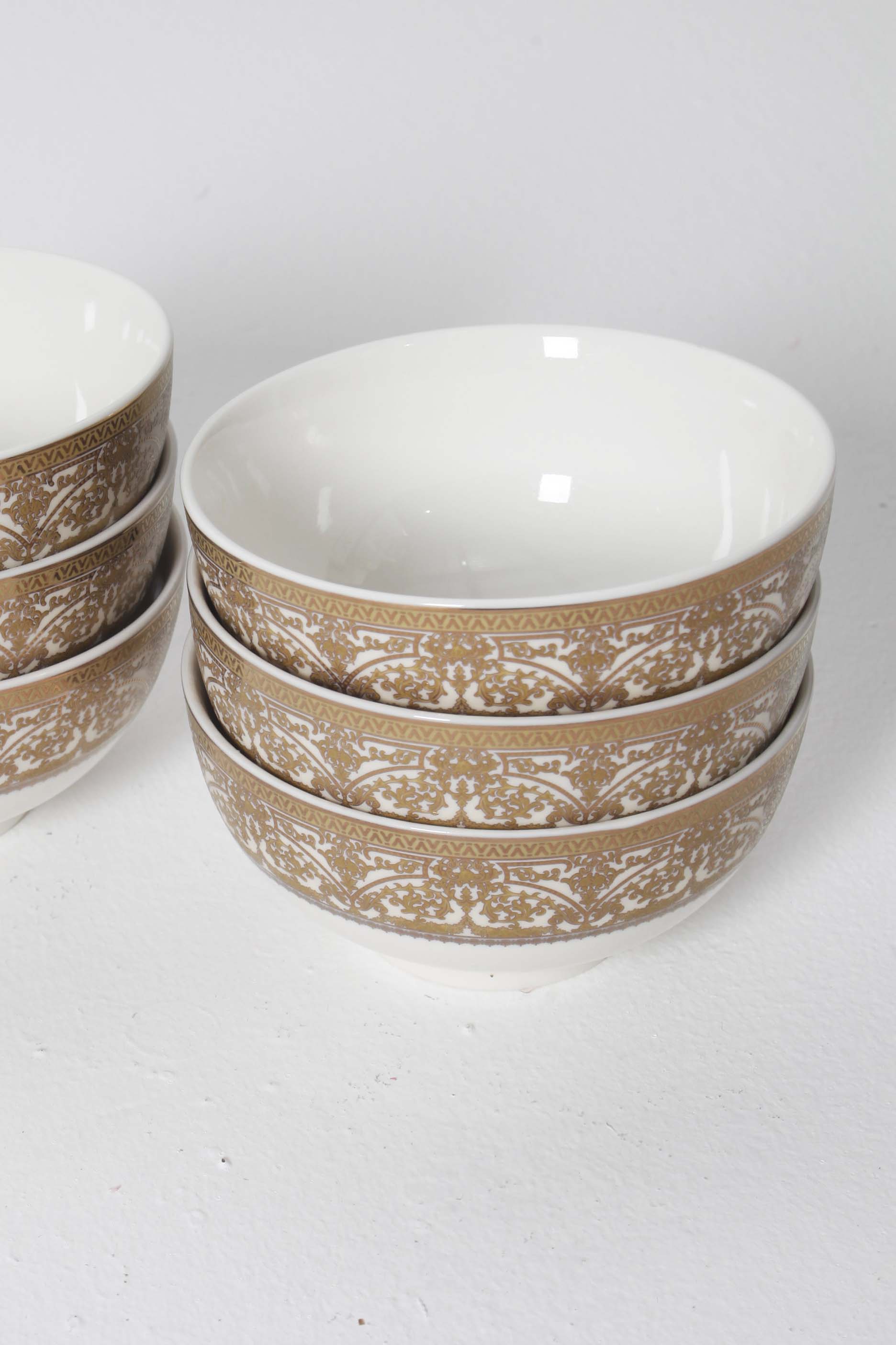 Gold and white china bowls (set of 6)