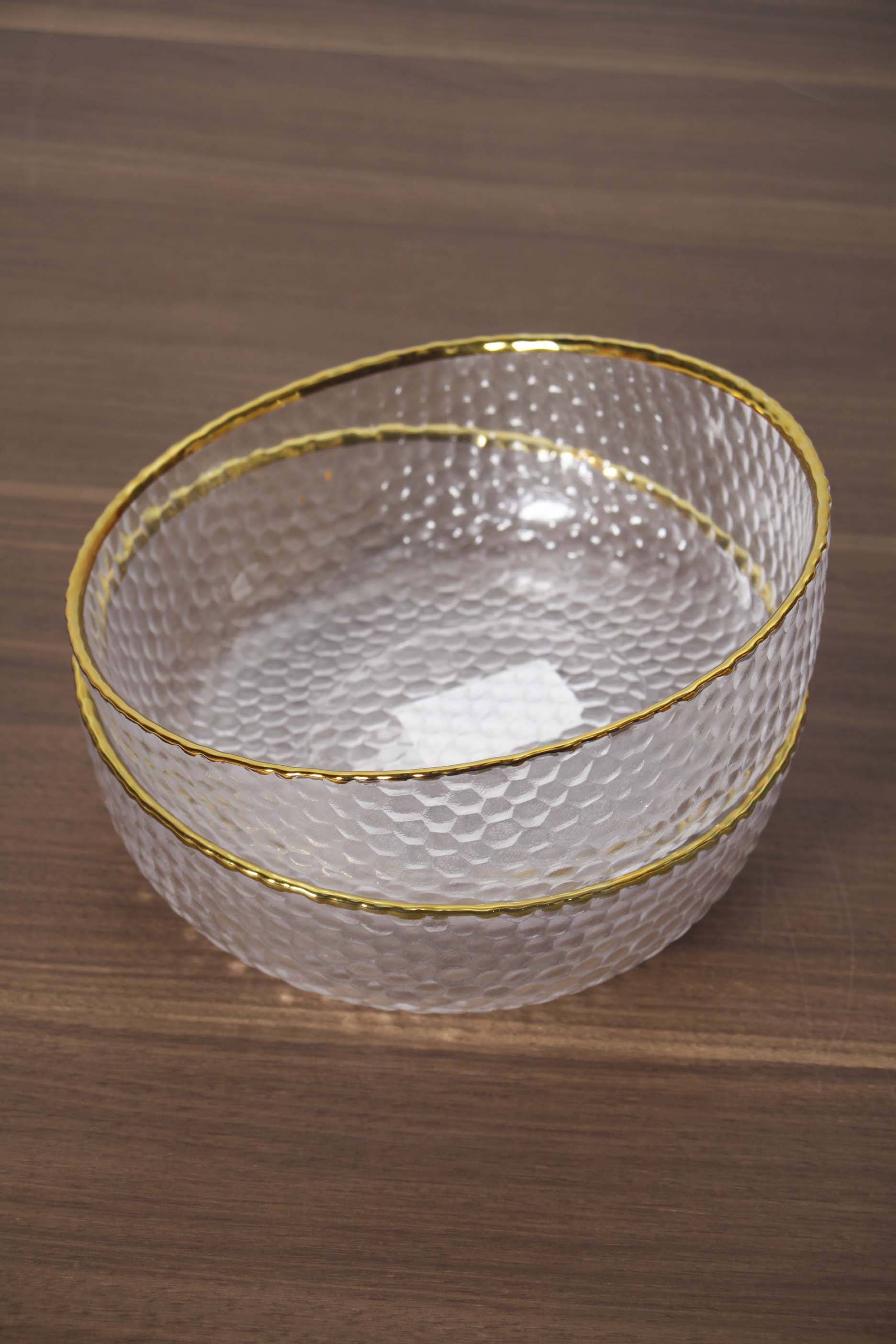 Glass Bowls with Gold Trim (set of 2)