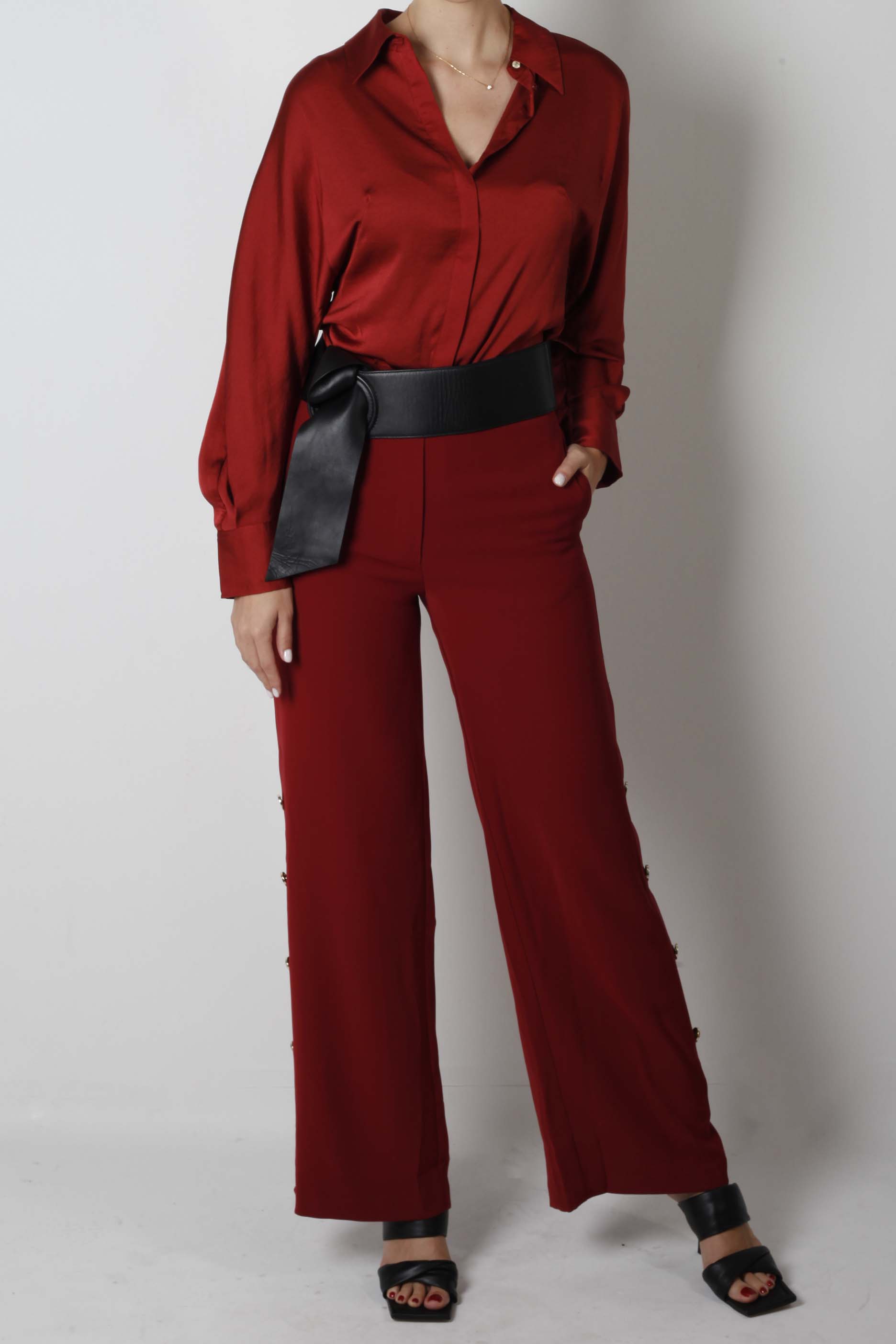 Red Wide-Leg Trousers