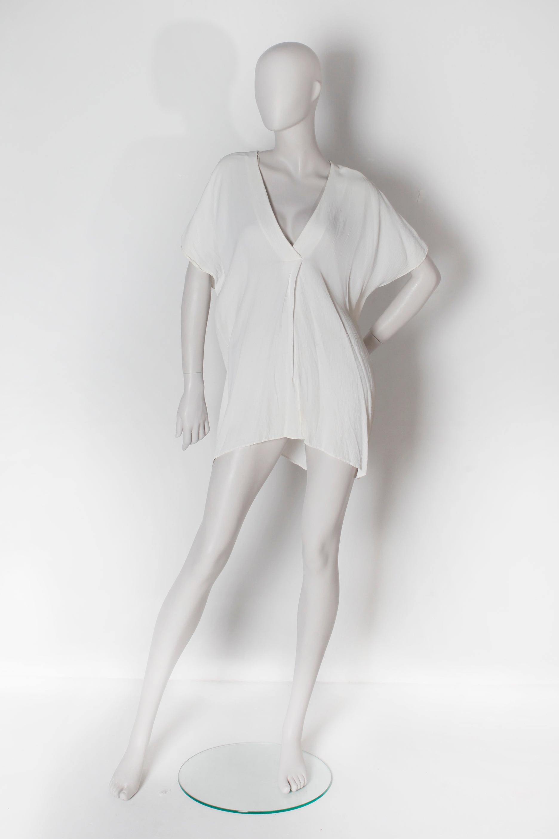 White Short V-neck Beach Kaftan