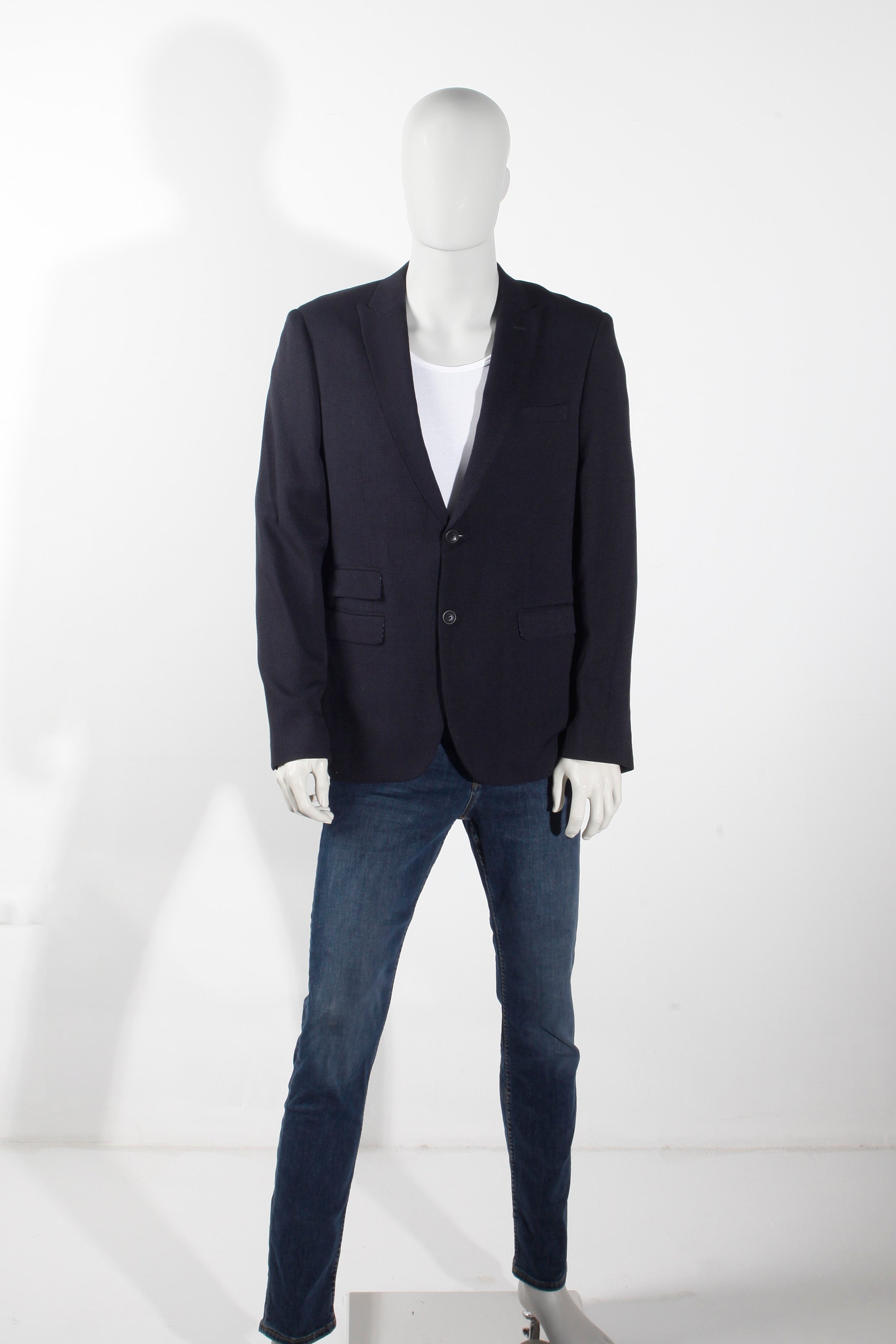 Dark Navy Blue Textured Blazer (Eu50)