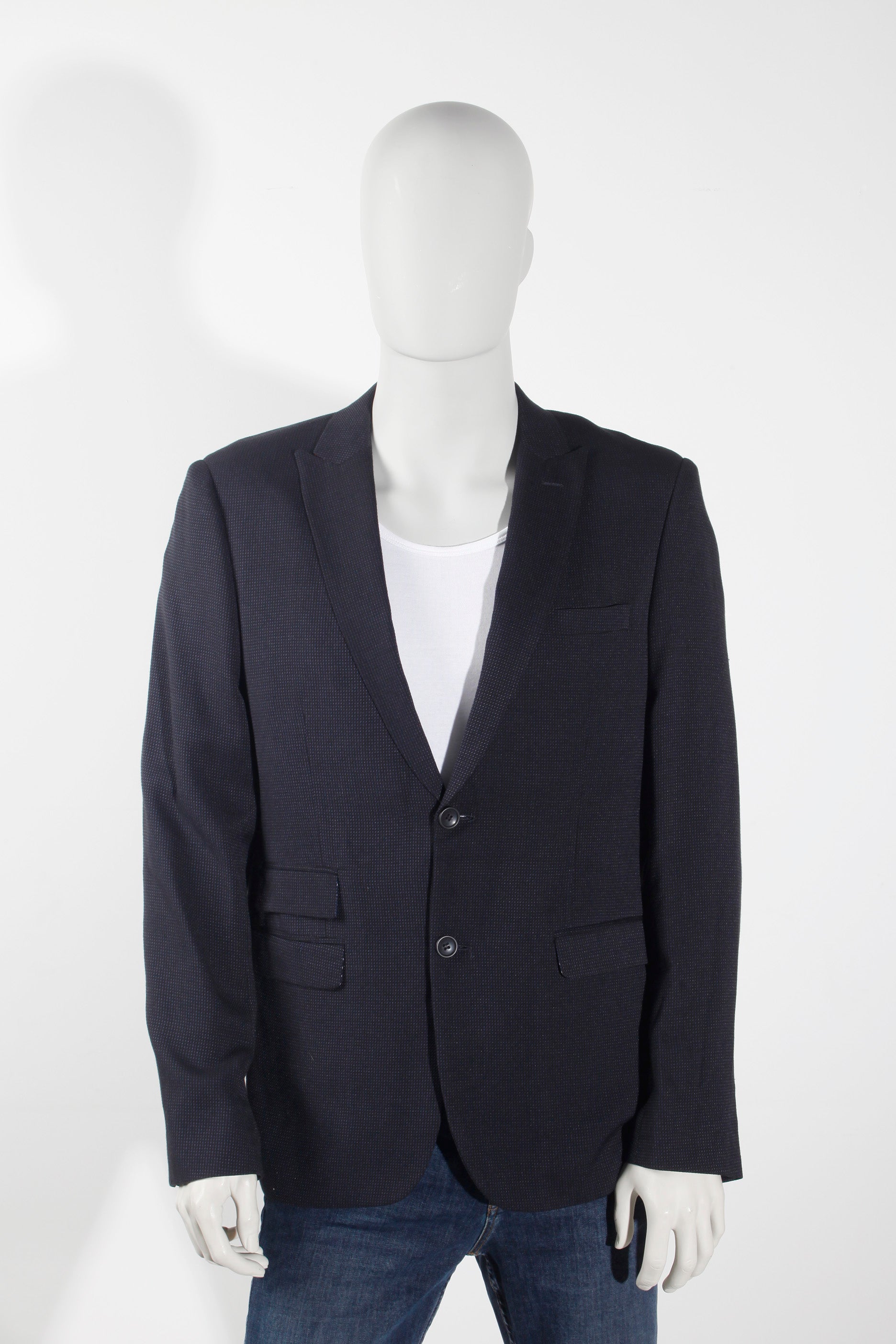 Dark Navy Blue Textured Blazer (Eu50)