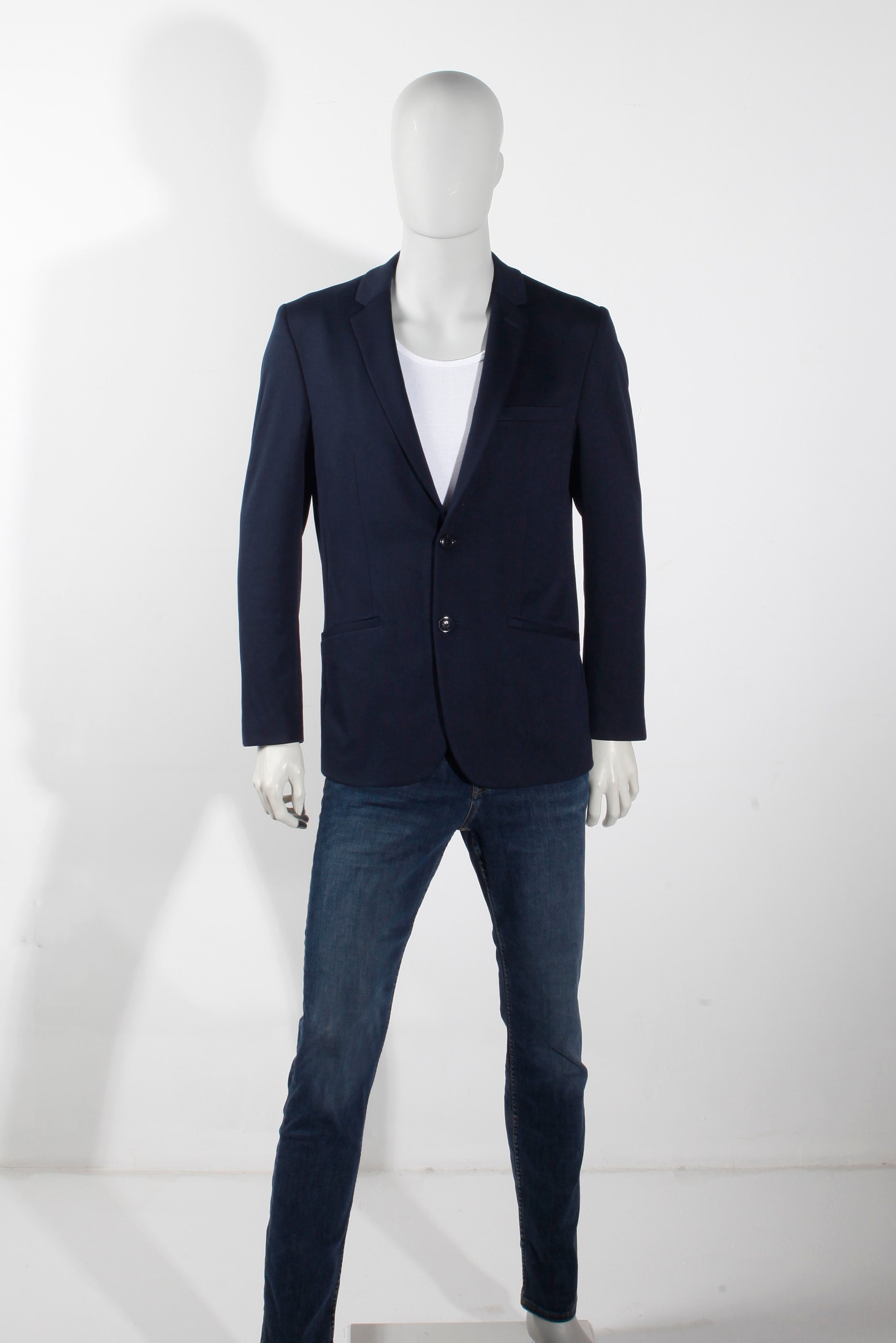 Dark Navy Blue Textured Blazer (Eu50)