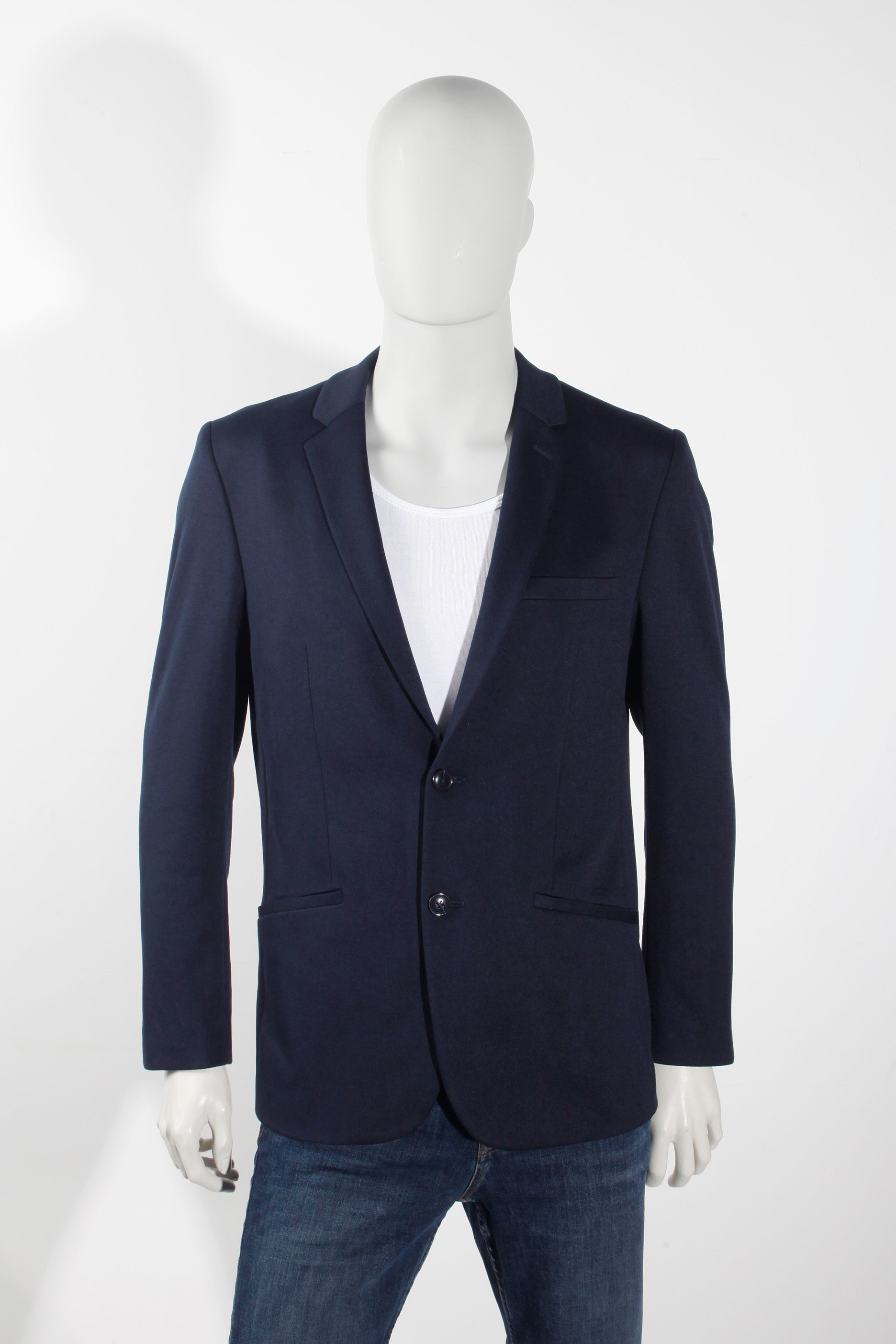 Dark Navy Blue Textured Blazer (Eu50)