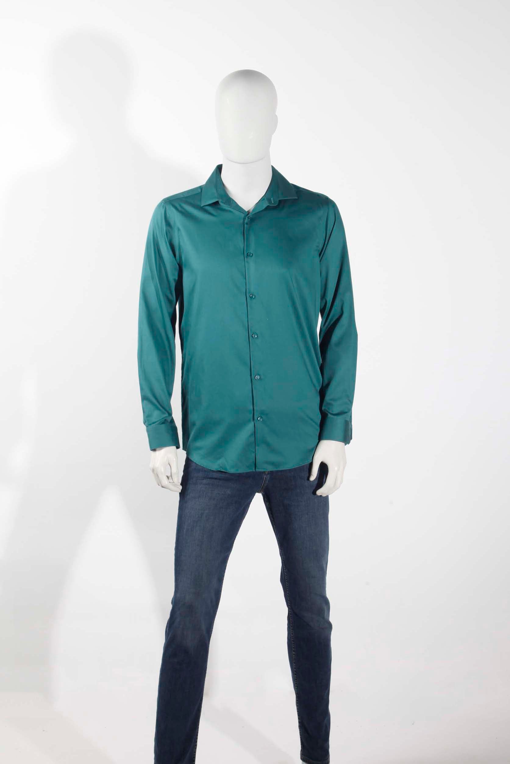 Men's Turquoise-Green Stretch Shirt (Large)