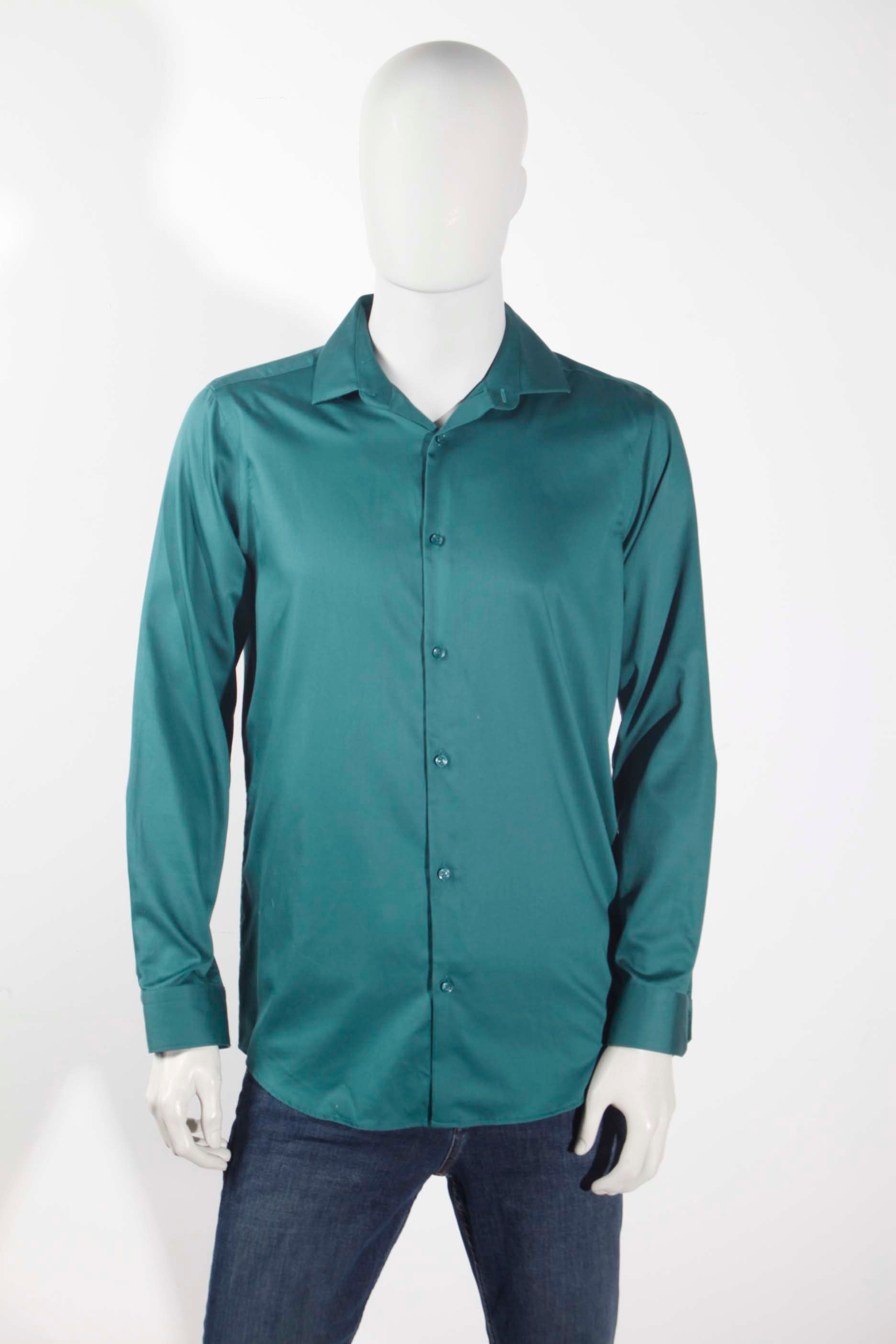 Men's Turquoise-Green Stretch Shirt (Large)
