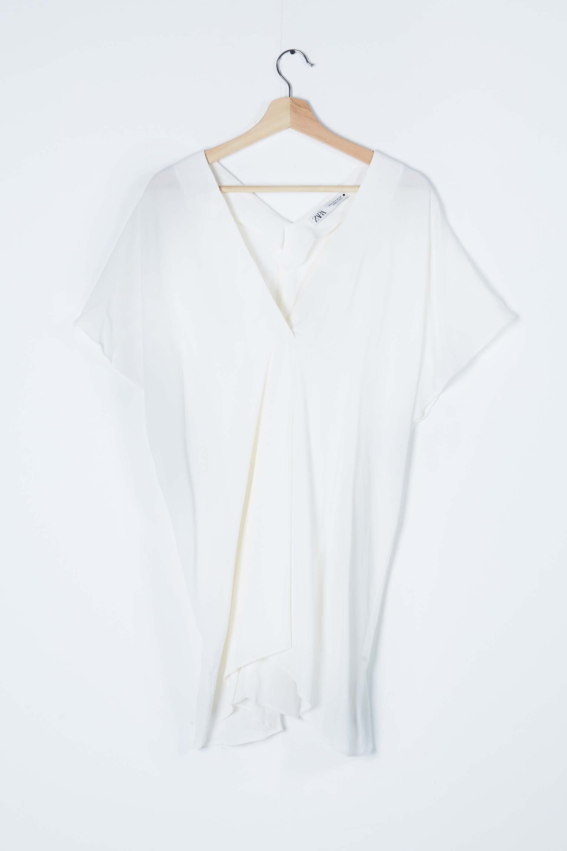 White Short V-neck Beach Kaftan